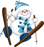 a snowman skiing